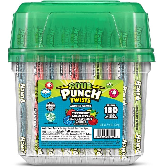American Licorice Sour Punch Twists 4 Flavour Tub 180 x 9.83g