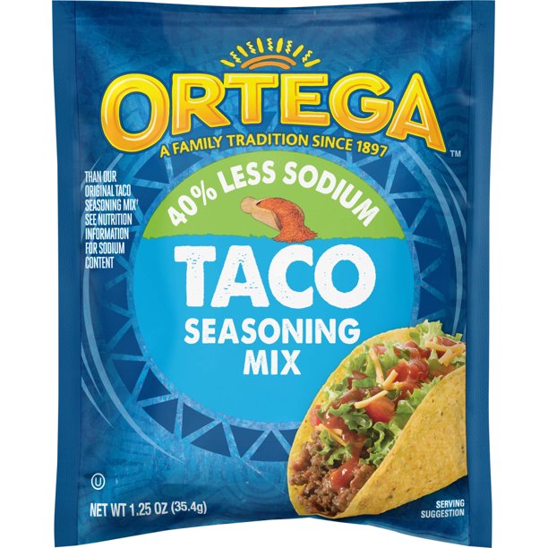 Ortega Taco Seasoning 40% Less Sodium 12 x 28g (1oz)