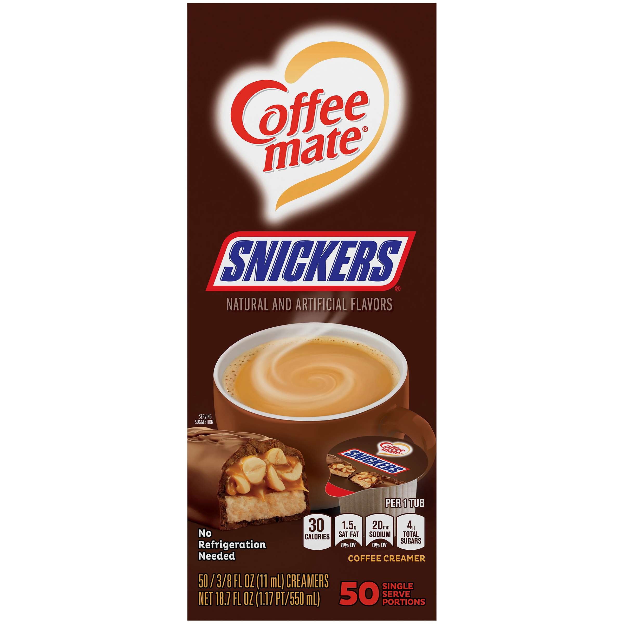 Coffee Mate Liquid Snickers Single Serve Creamer 4 x 50 x 11ml