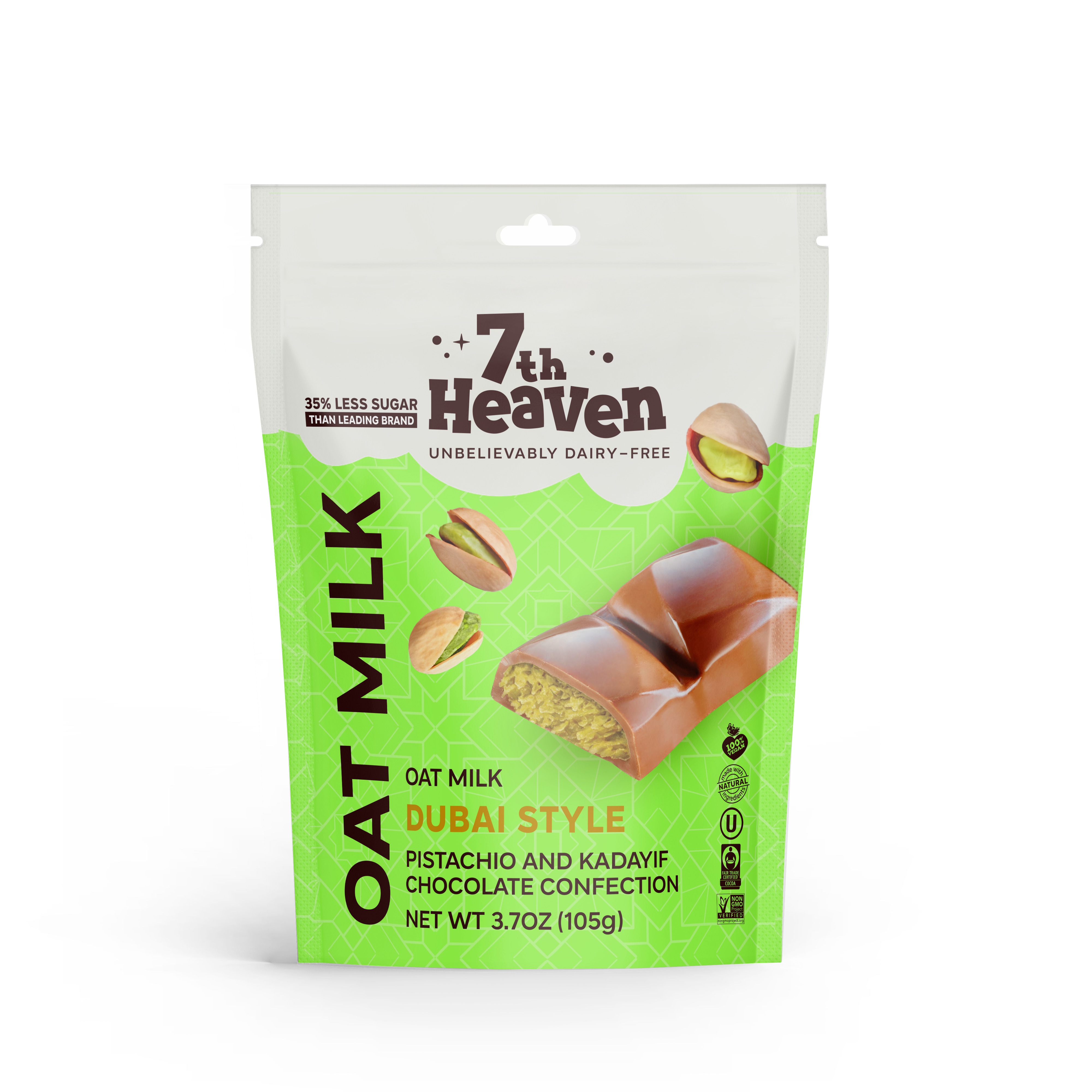 7th Heaven Dubai Style Pistachio and Kadayif 5 mini Bar Pouch  6 x 105g