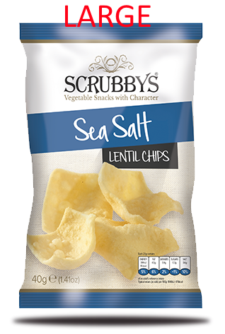 Scrubbys LARGE Lentil Sea Salt Chips NK 10 x 100g