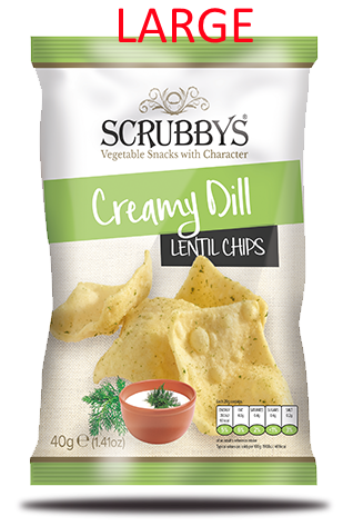Scrubbys LARGE Lentil Creamy Dill Chips NK 10 x 100g