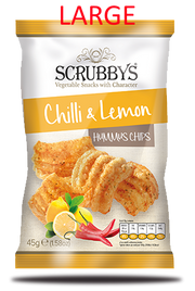 Scrubbys LARGE Hummus Chilli & Lemon Chips NK 10 x 125g