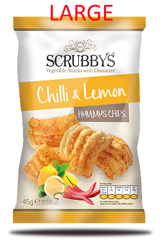 Scrubbys LARGE Hummus Chilli & Lemon Chips NK 10 x 125g