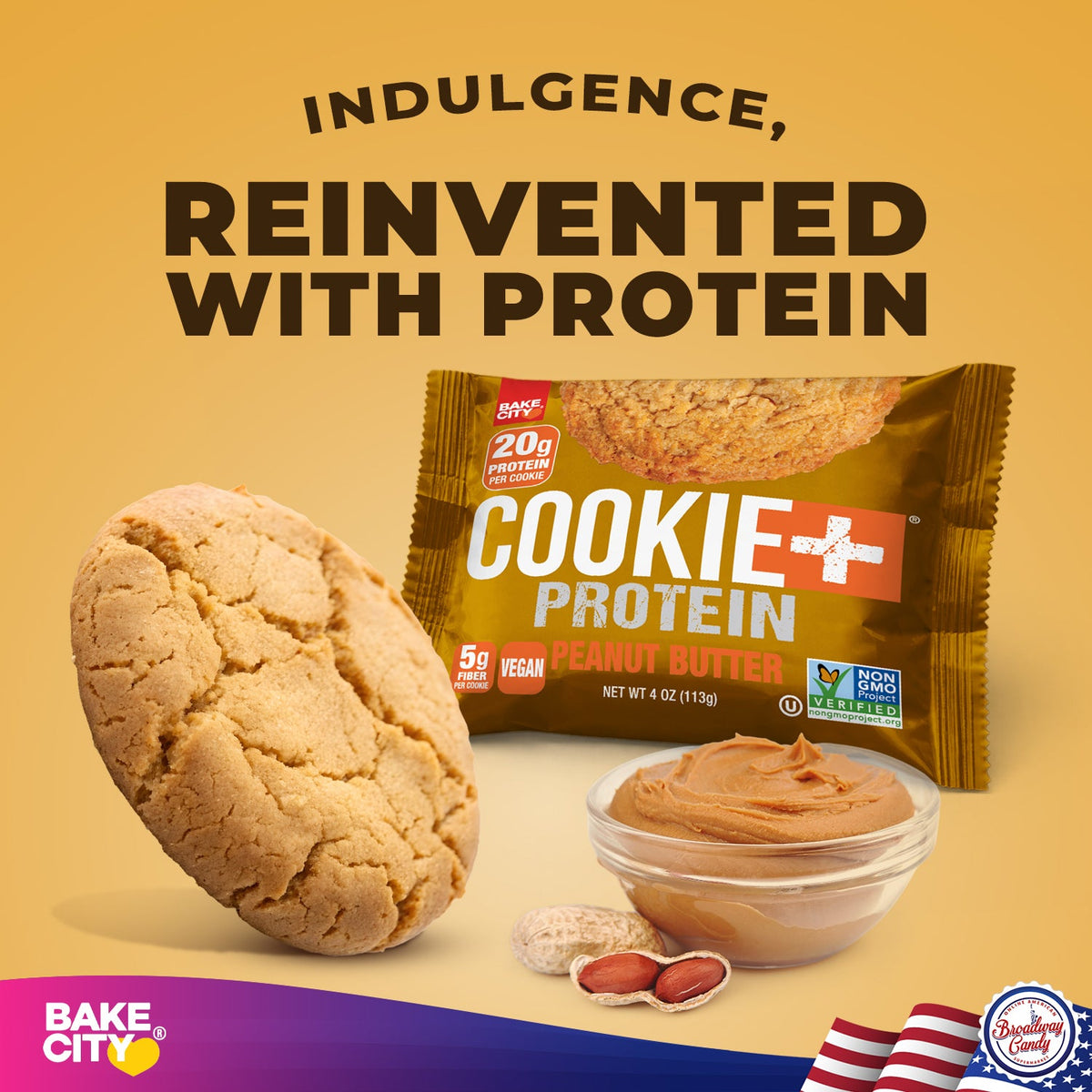 Bake City Cookie + Protein Display Peanut Butter 12 x 113g (4oz)