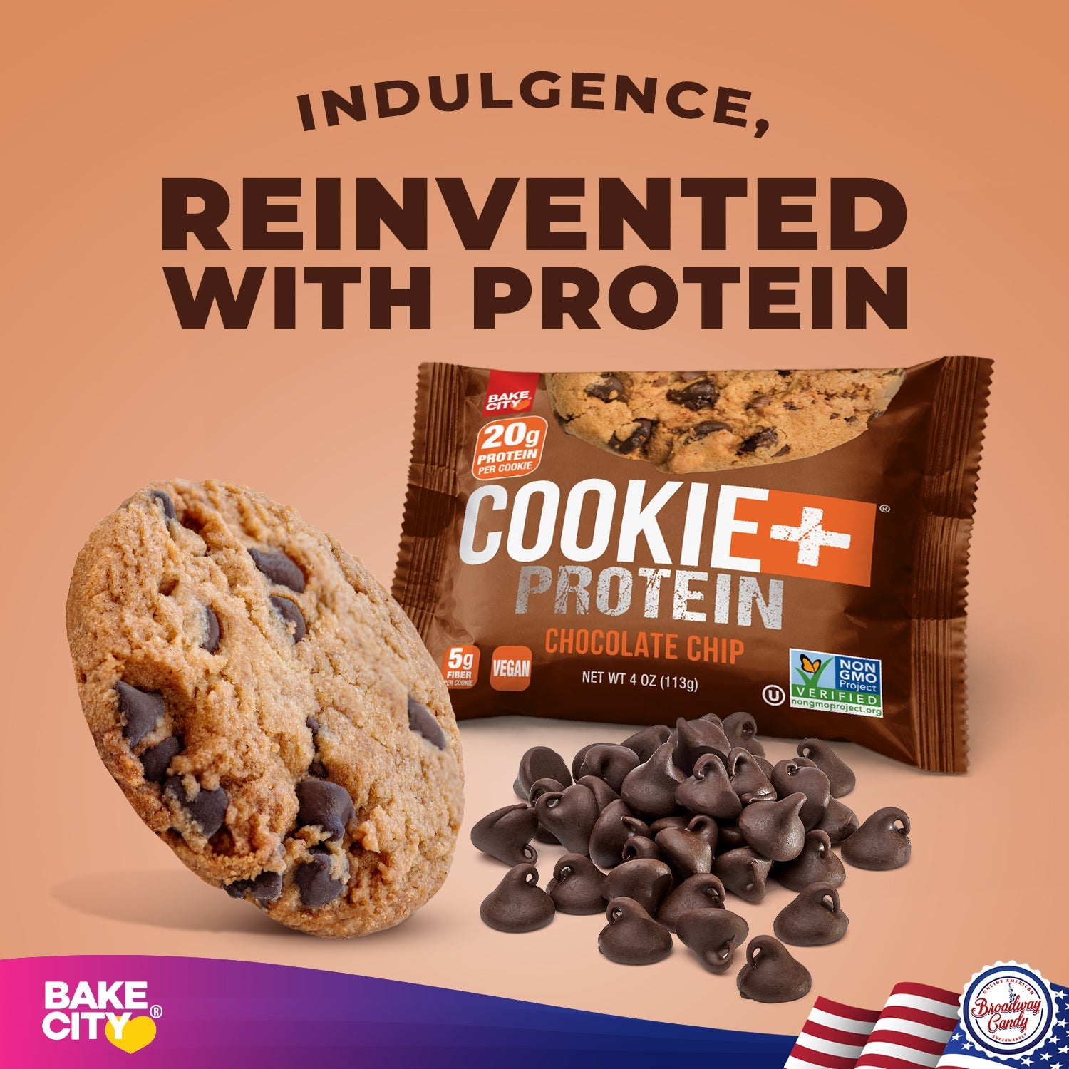 Bake City Cookie + Protein  Display Chocolate Chip  12 x 113g (4oz)