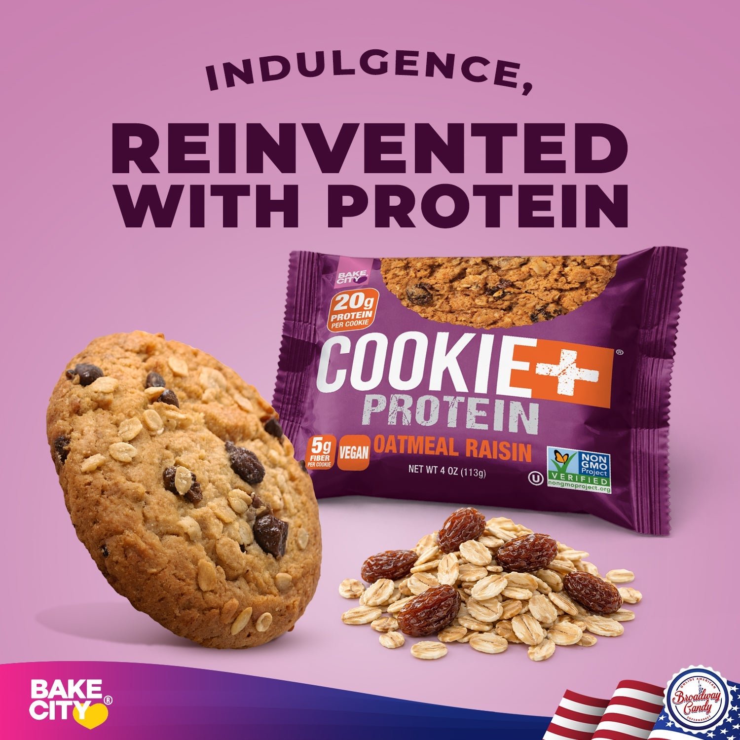 Bake City Cookie + Protein Display Oatmeal Raisin  12 x 113g (4oz)
