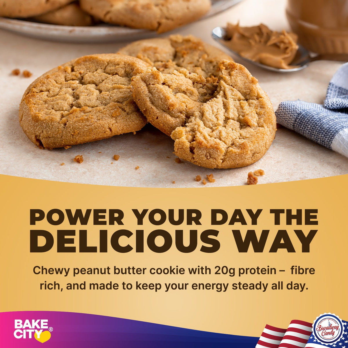 Bake City Cookie + Protein Display Peanut Butter 12 x 113g (4oz)
