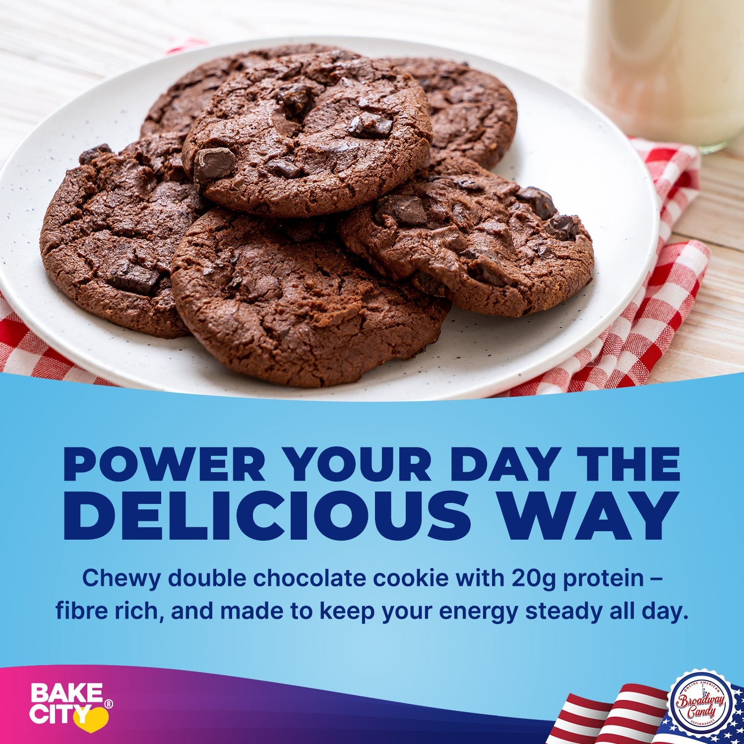 Bake City Cookie + Protein Display Double Chocolate  12 x 113g (4oz)