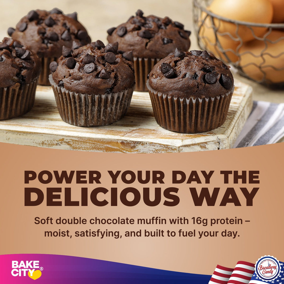Bake City Muffin + Protein Double Chocolate  6 x 113g (4oz)