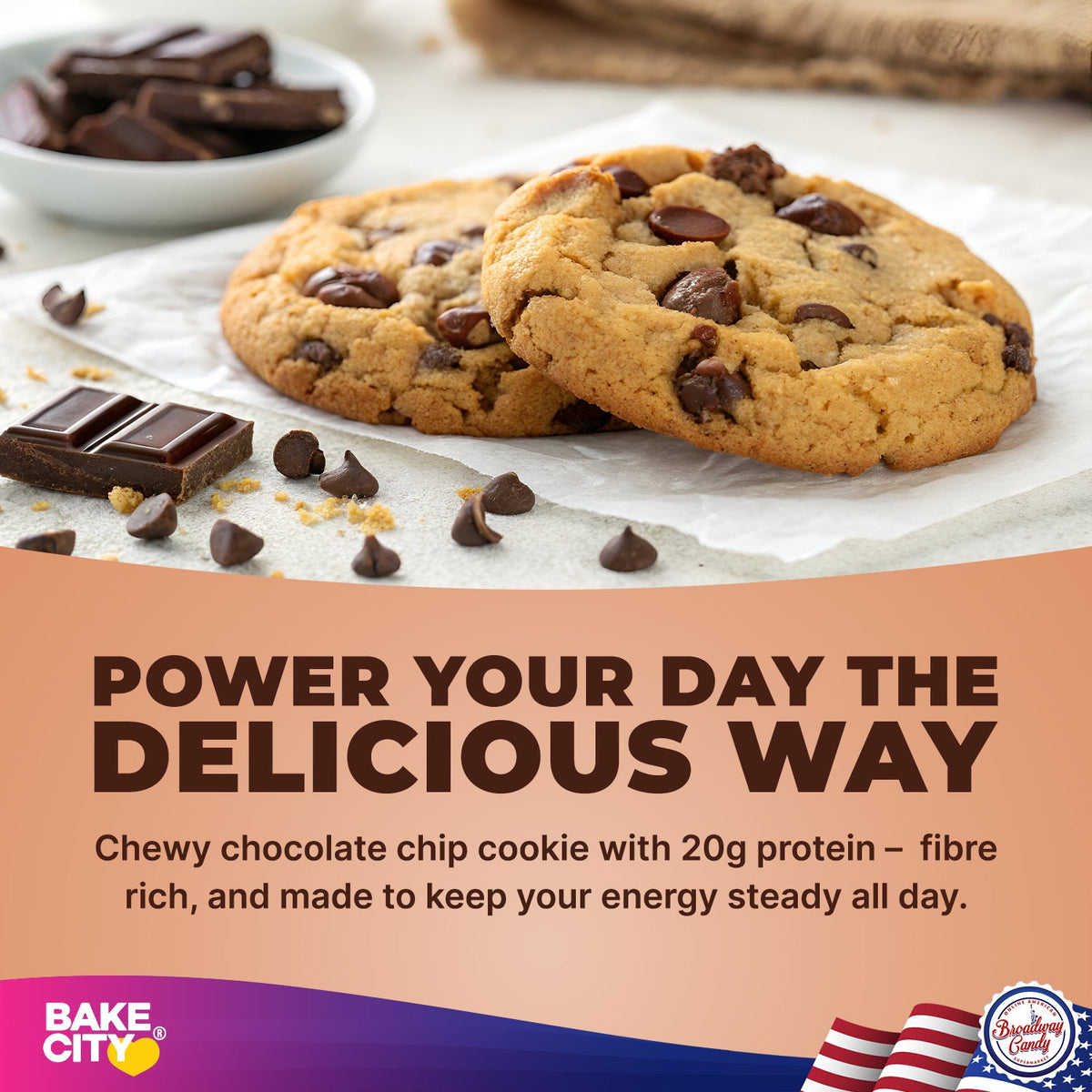 Bake City Cookie + Protein  Display Chocolate Chip  12 x 113g (4oz)