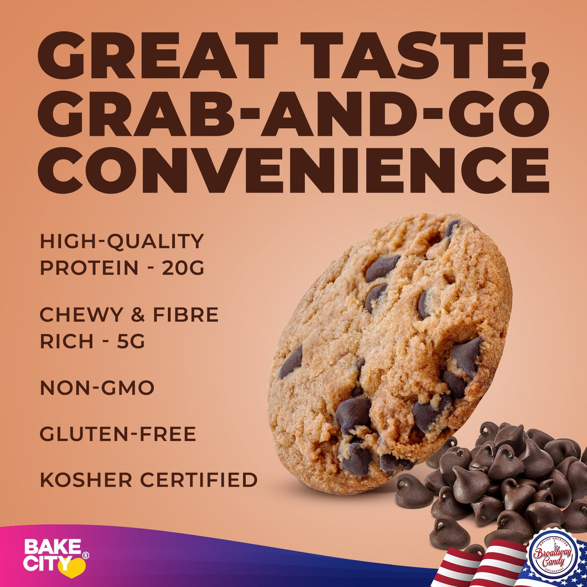 Bake City Cookie + Protein  Display Chocolate Chip  12 x 113g (4oz)