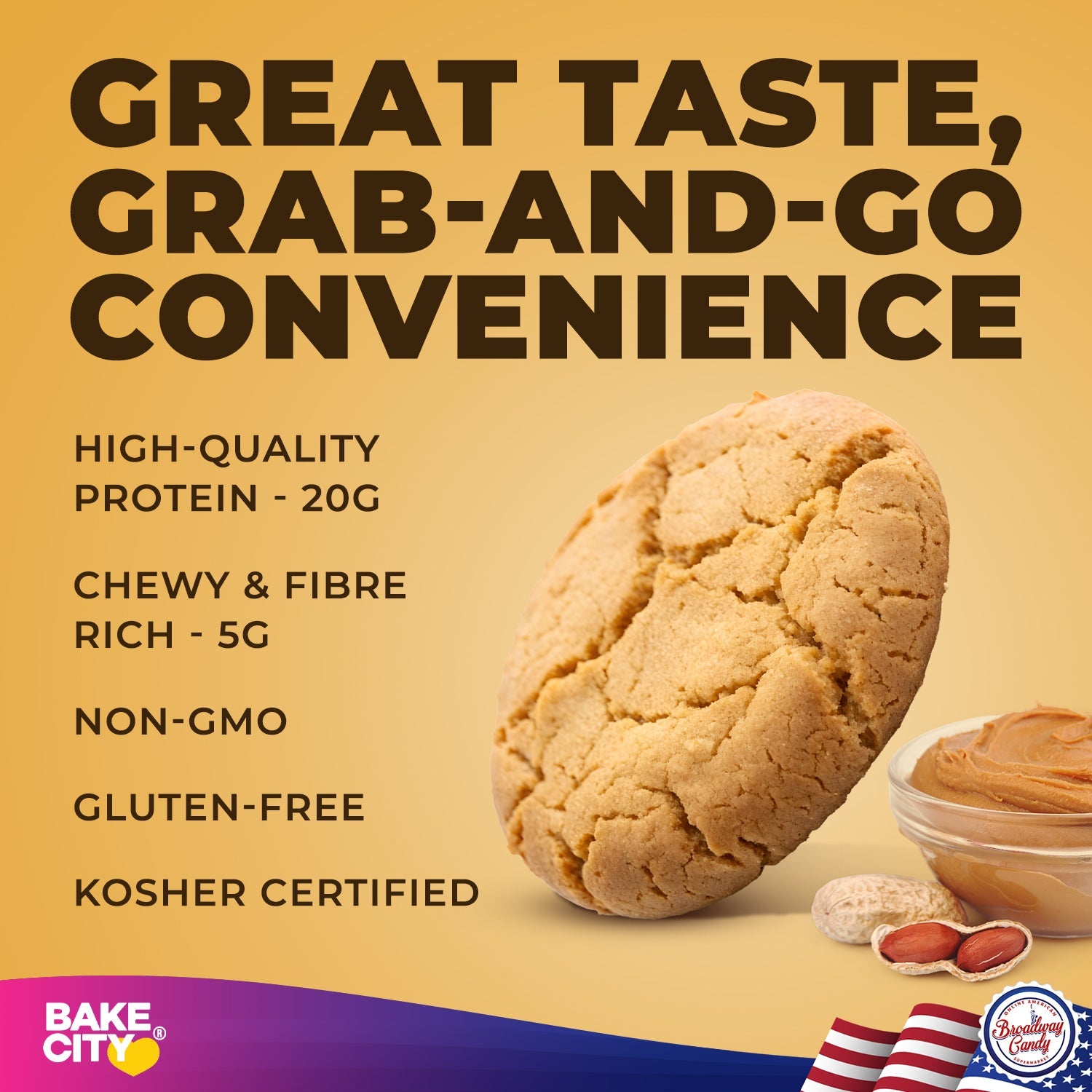 Bake City Cookie + Protein Display Peanut Butter 12 x 113g (4oz)