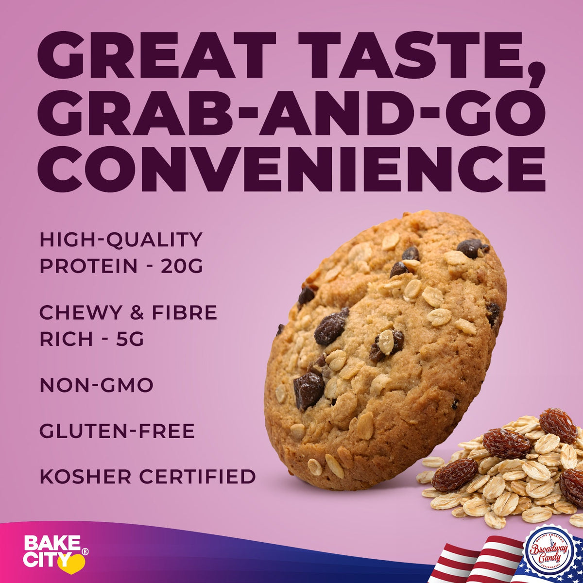 Bake City Cookie + Protein Display Oatmeal Raisin  12 x 113g (4oz)
