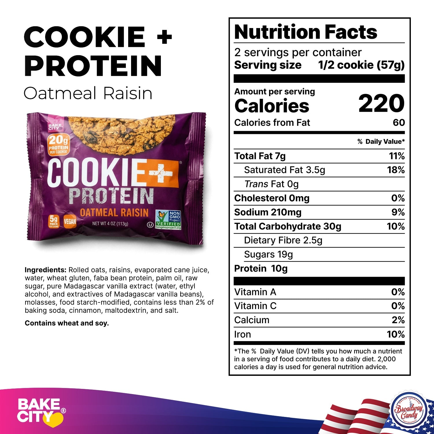 Bake City Cookie + Protein Display Oatmeal Raisin  12 x 113g (4oz)