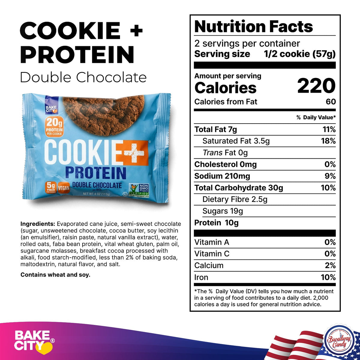 Bake City Cookie + Protein Display Double Chocolate  12 x 113g (4oz)