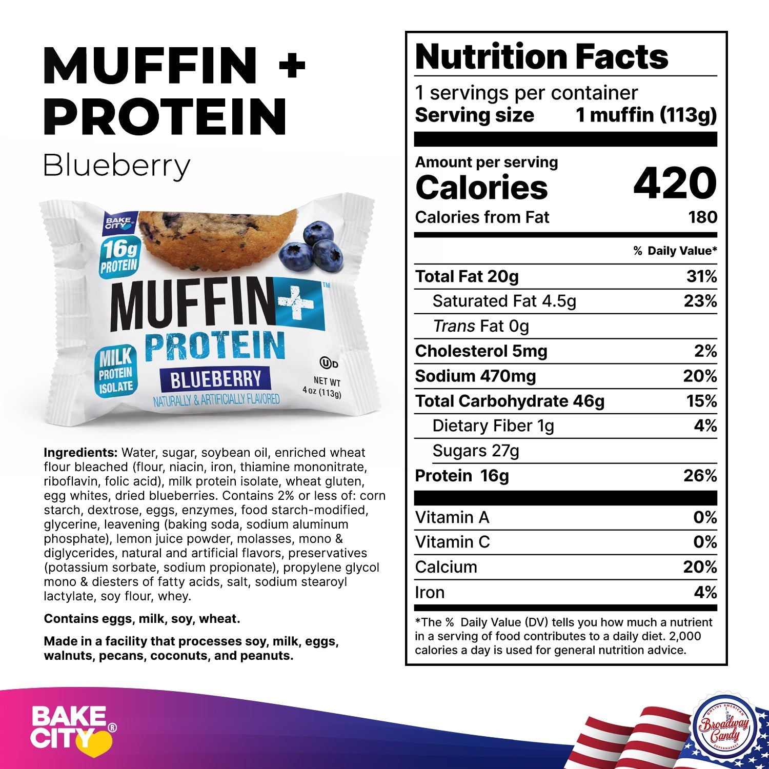 Bake City Muffin + Protein Blueberry  6 x 113g (4oz)