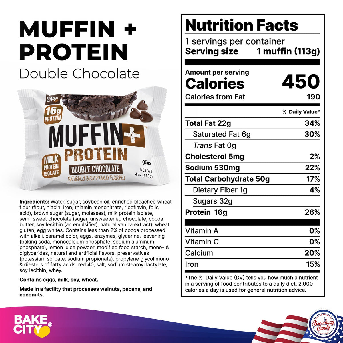 Bake City Muffin + Protein Double Chocolate  6 x 113g (4oz)