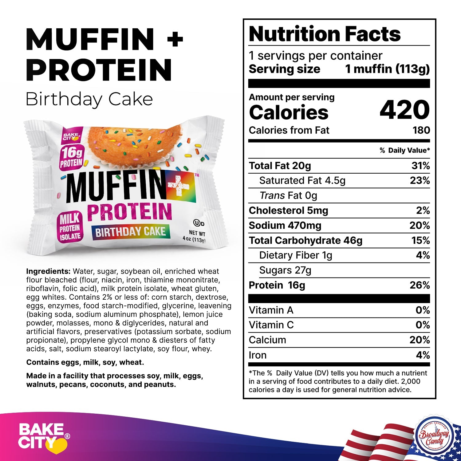 Bake City Muffin + Protein Birthday Cake  6 x 113g (4oz)