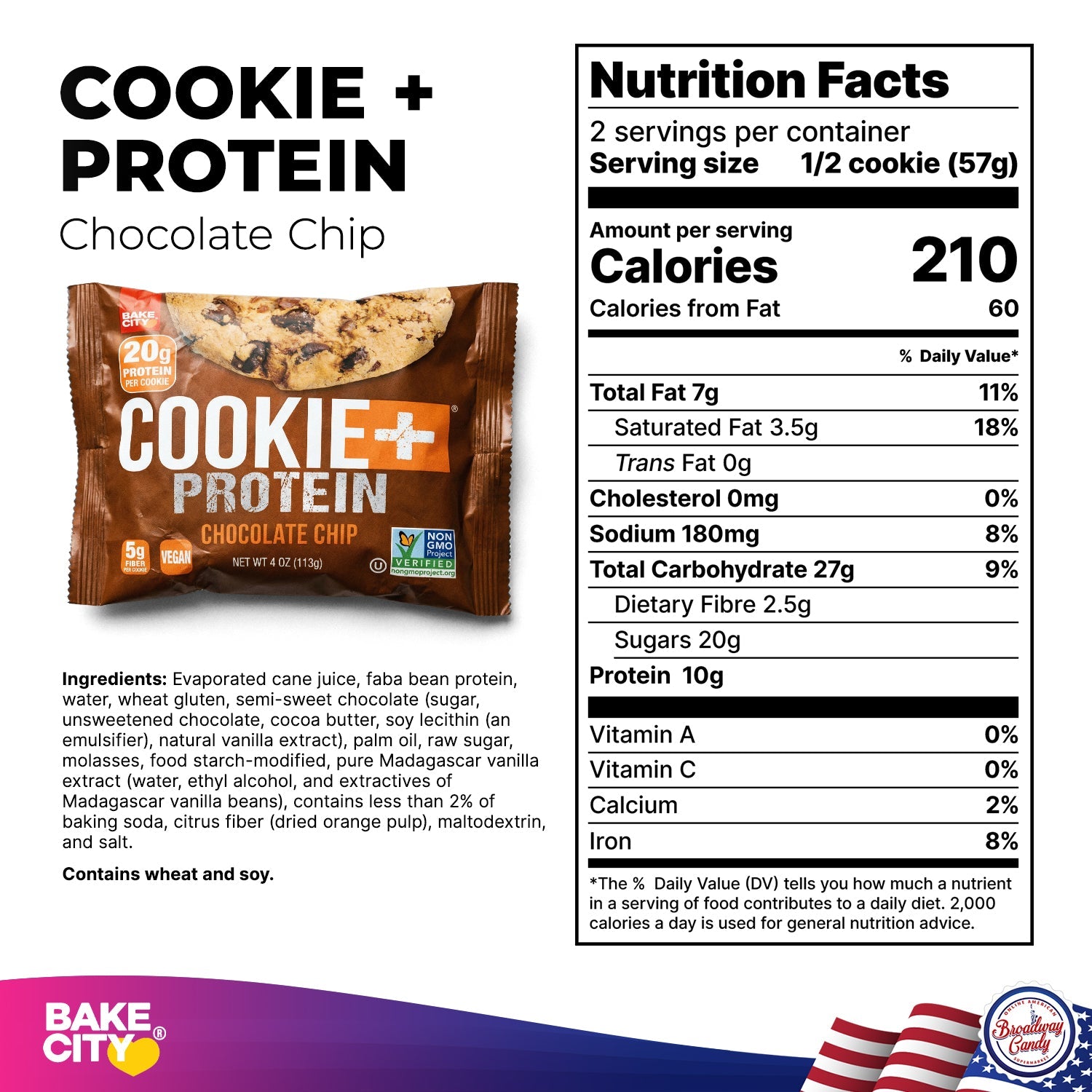 Bake City Cookie + Protein  Display Chocolate Chip  12 x 113g (4oz)