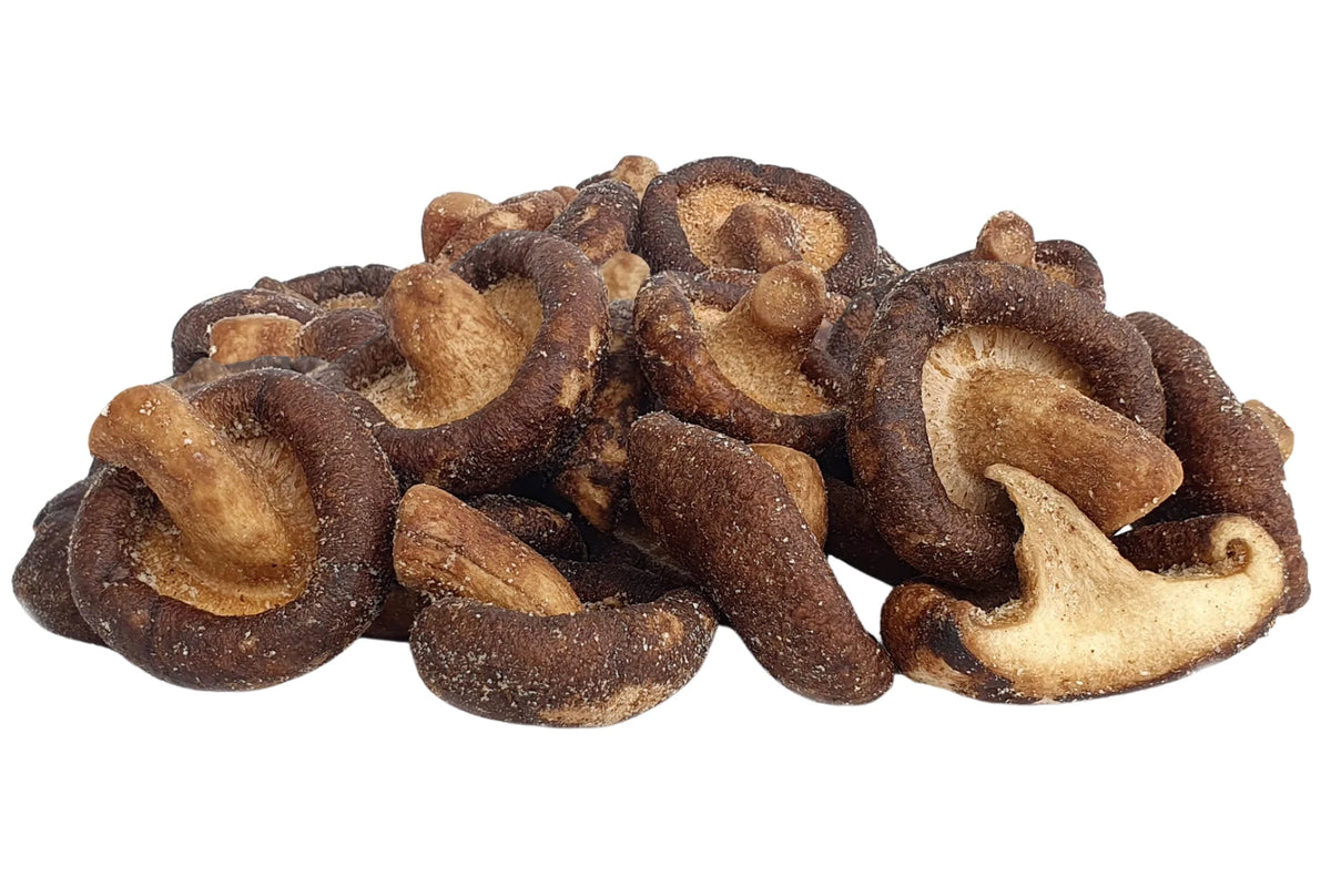 Close-up of DJ & A Shiitake Mushroom Crisps, Gravy flavour, showing the crisp texture.