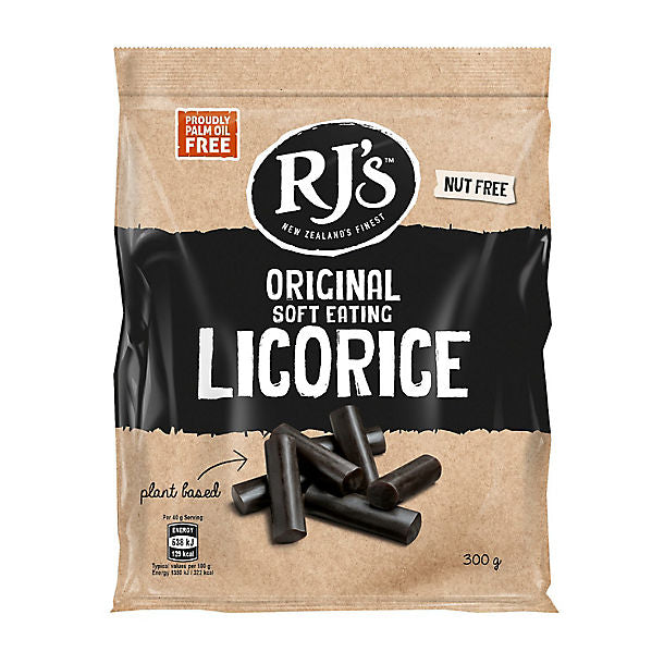 RJ'S Natural Soft Eating Black Licorice  12 x 300g