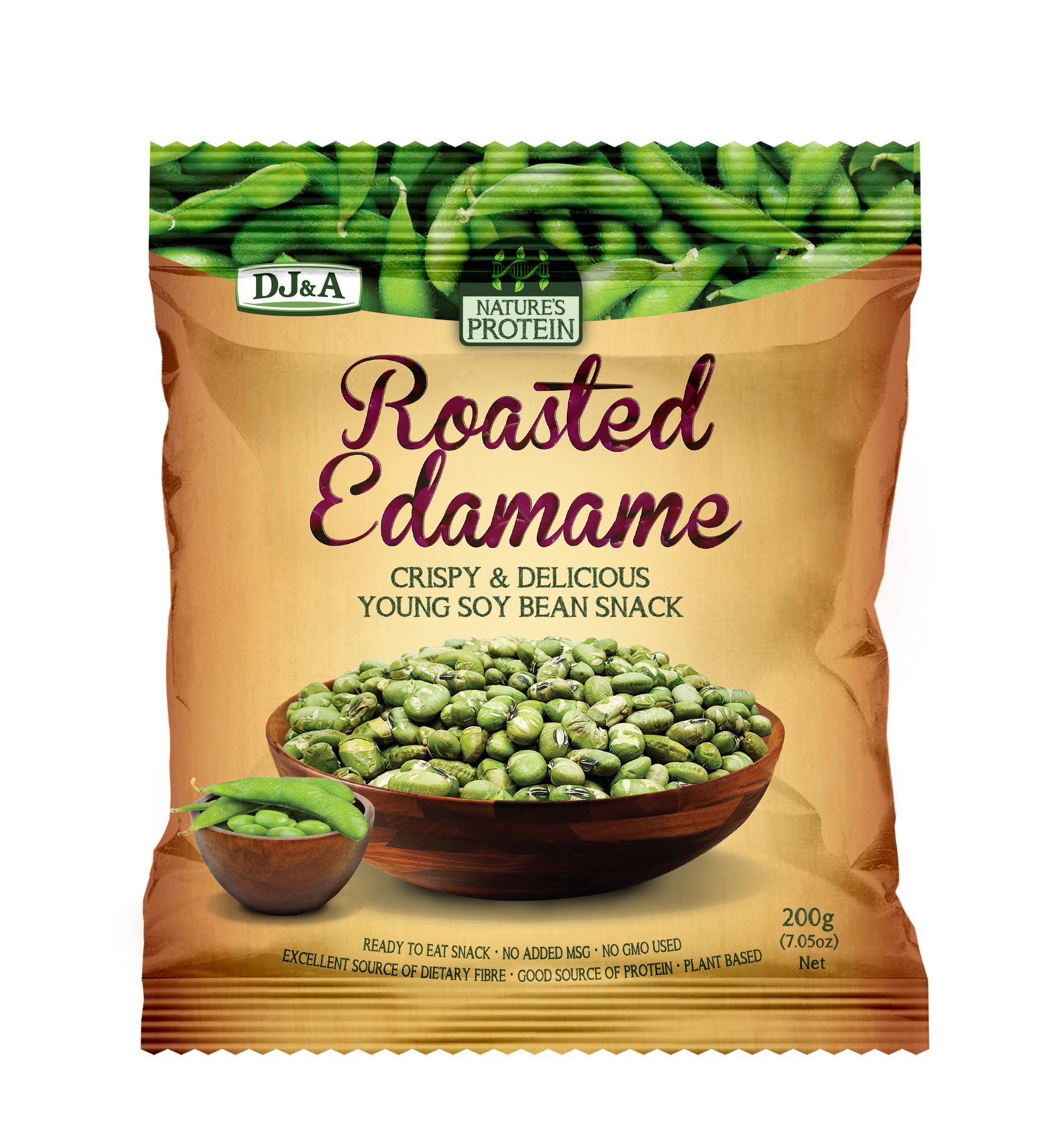DJ&A roasted edamame protein snack 200g plant-based crunchy beans