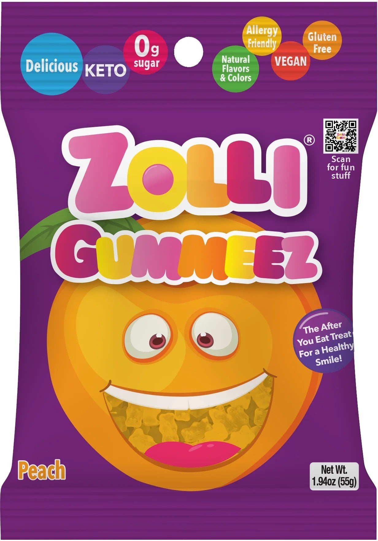 Zollipops Zolli Gummeez Peach NK 144 x 55g (1.94oz)