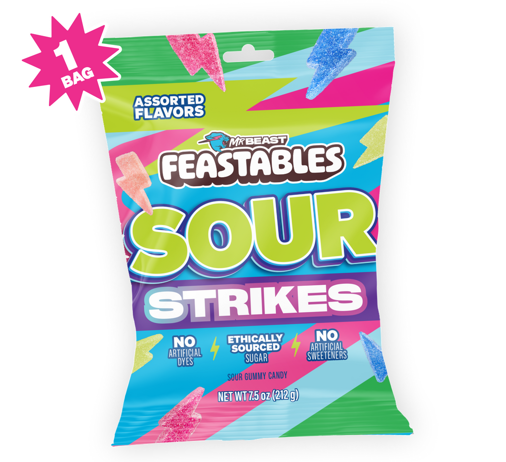 Feastables SOUR STRIKES ASSORTED PEG BAG 9 x 212g