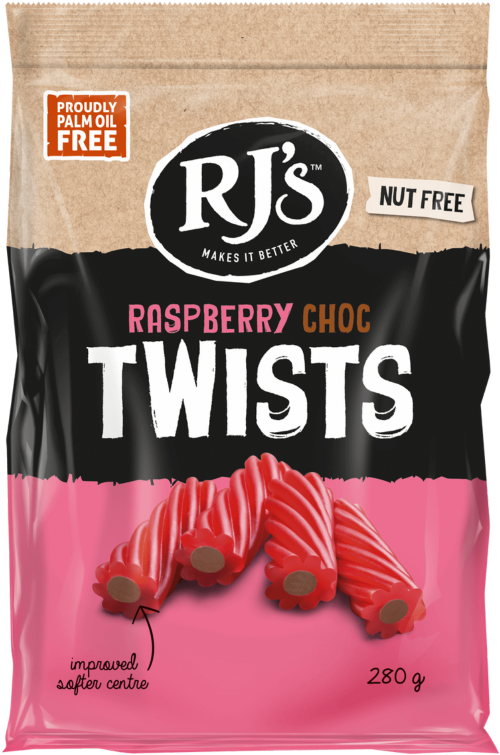 RJ'S Natural Soft Eating Raspberry Choc Twist NK 12 x 280g