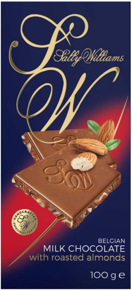 Sally Williams  Belgian Milk Chocolate With Roasted Almonds Nuts  12 x 100g
