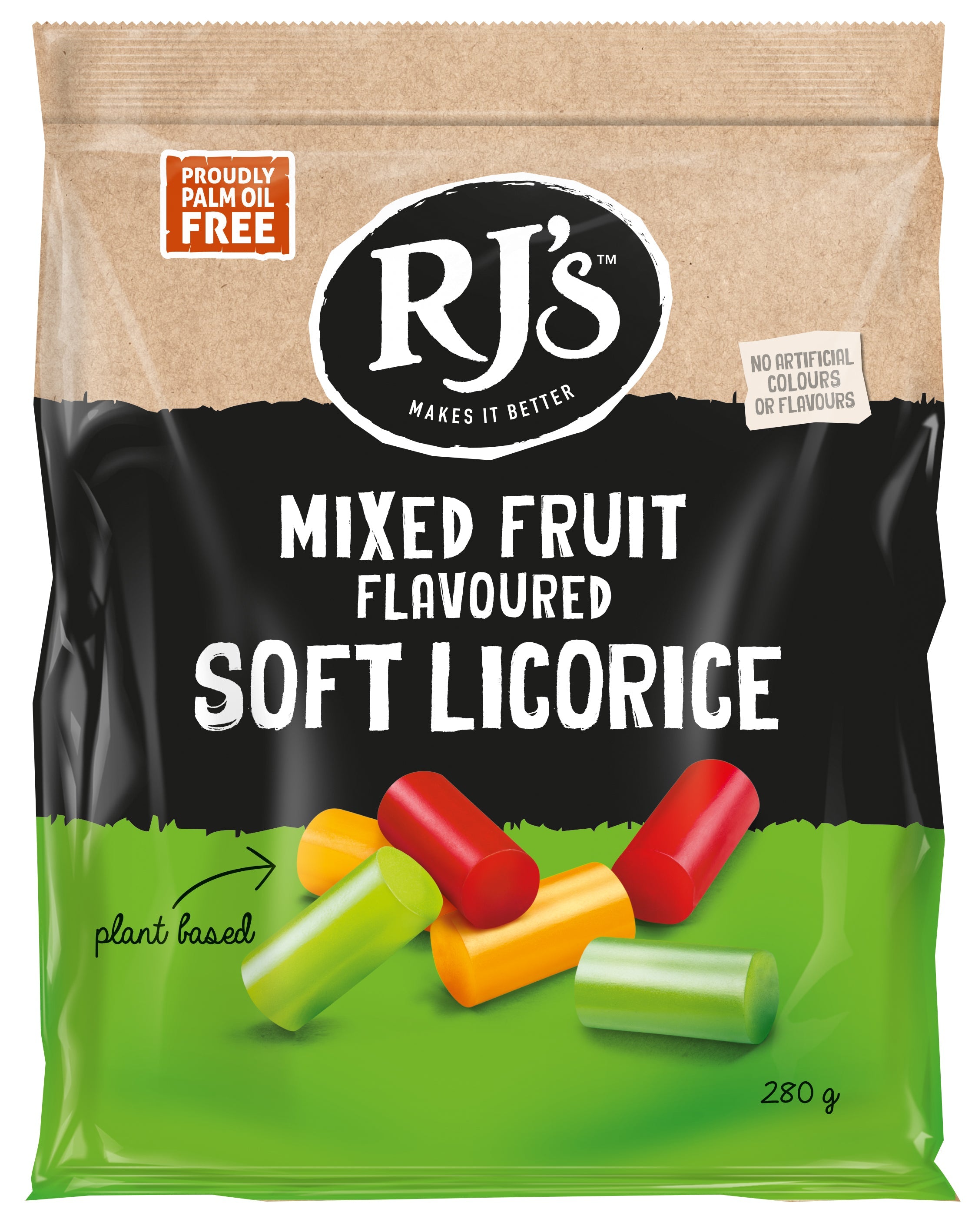 RJ'S Natural Soft Mixed Fruit Licorice  12 x 280g