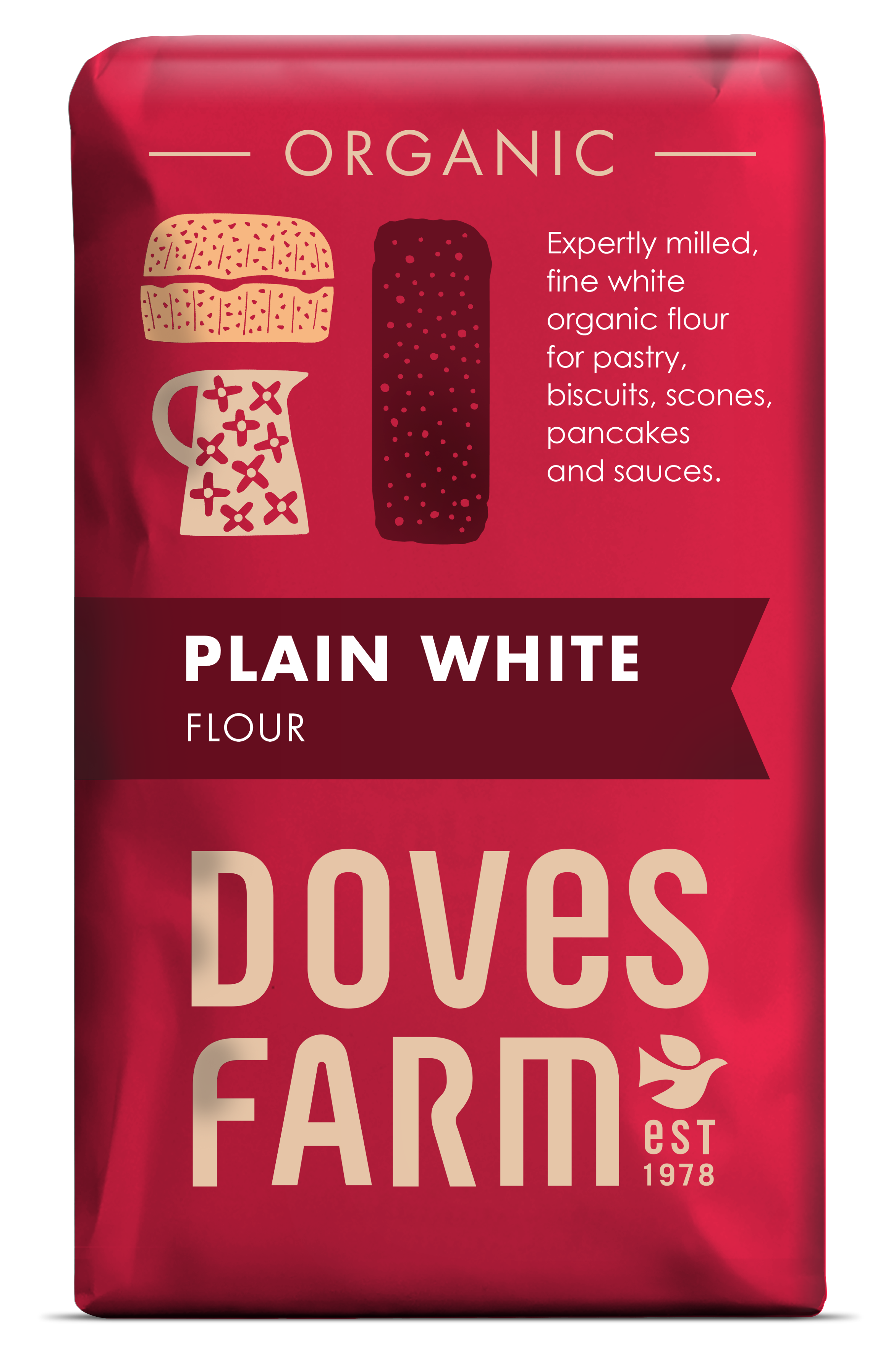 Doves Farm Organic Plain White Flour 5 x 1kg