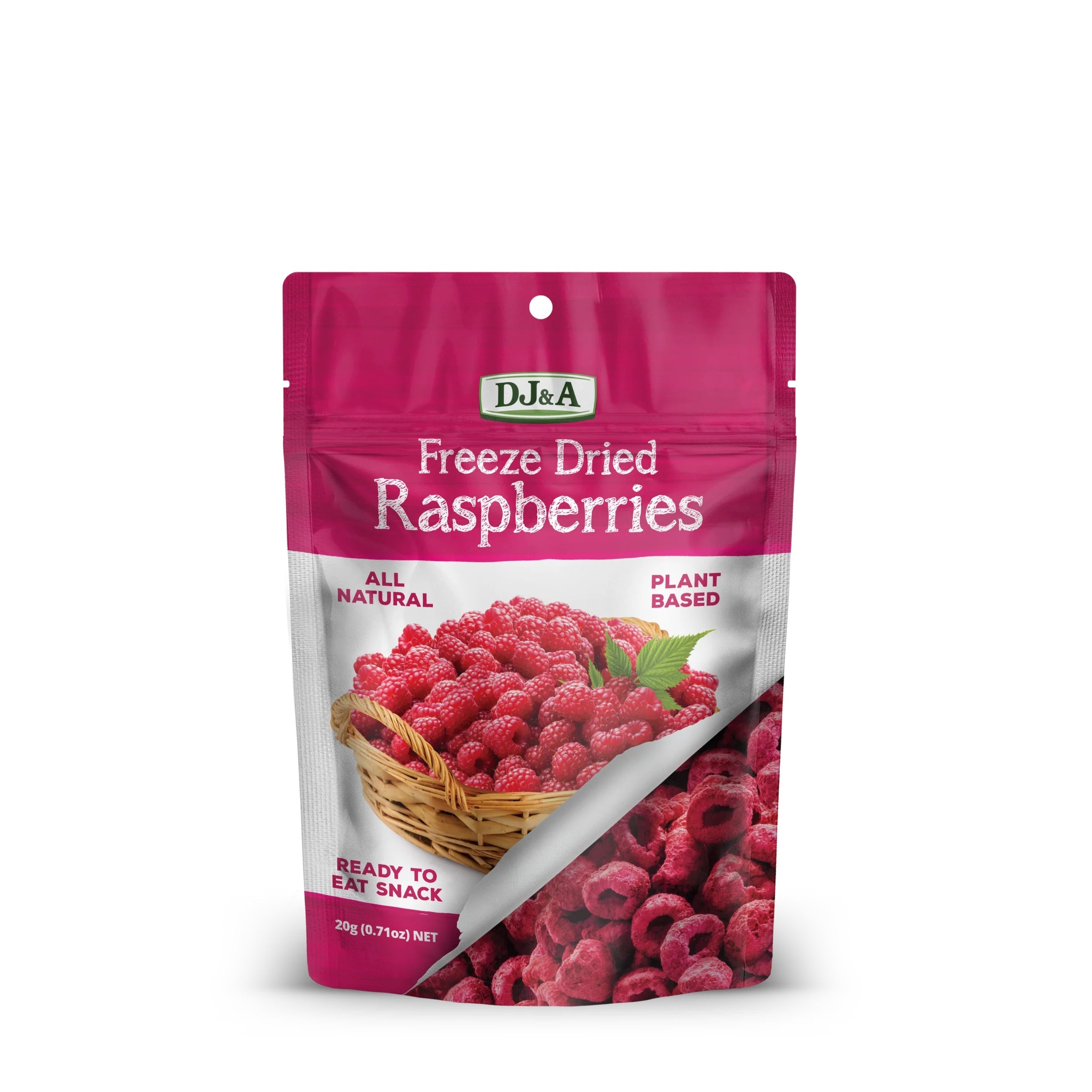 DJ&A freeze dried raspberries 20g natural fruit snack crunchy berries