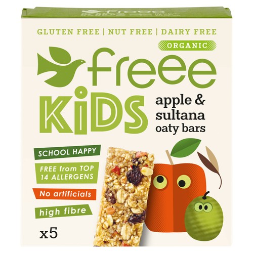 Doves Farm Gluten Free Organic Kids Apple & Sultana Flapjack Oaty Bars 7 x 5 x 25g