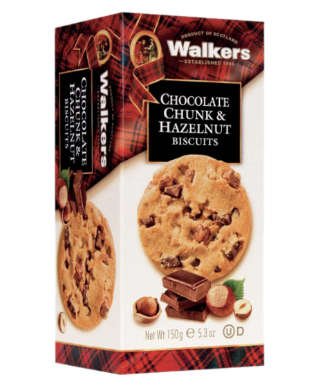 Walkers  Carton Choc Chip & Hazelnut Biscuits 12 x 150g